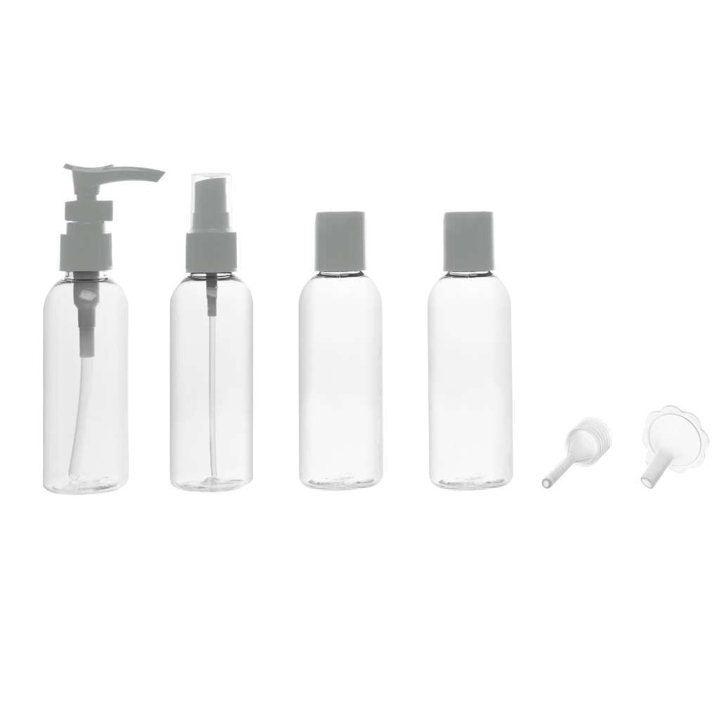 CJ 4 FRASCOS PARA VIAGEM DE PLASTICO COM TAMPA CINZA - LYOR 220458