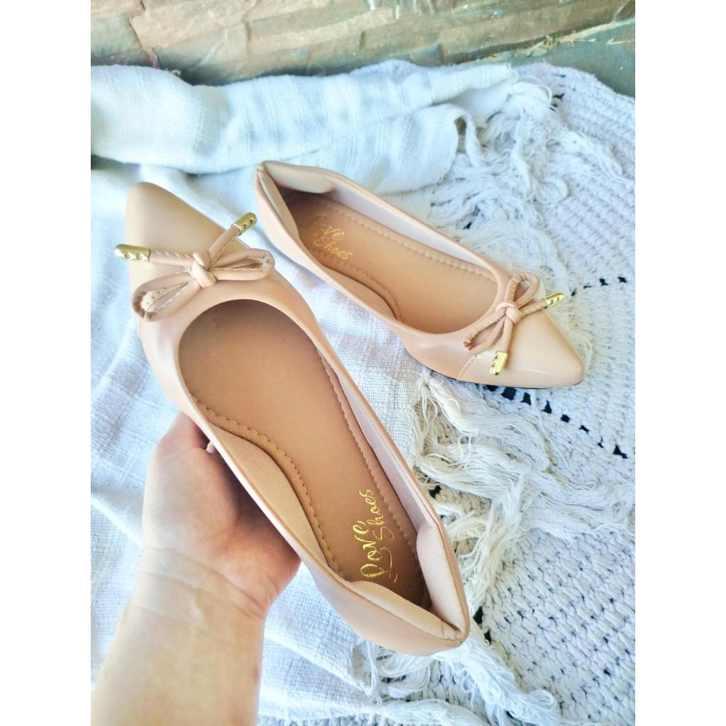 Sapatilha Feminino Bico Verniz Laço Maitê Love Shoes 34 Ao 40 em Oferta na Shopee