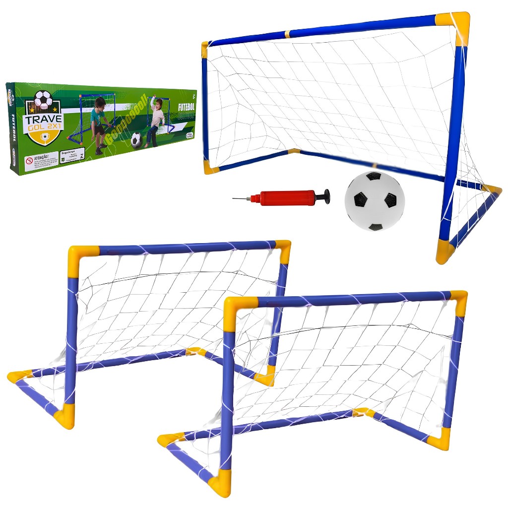 Mini Trave Com Rede +Bola + Bomaba De Encher 2 EM 1 Golzinho Futebol 2 Traves