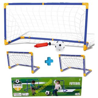 2 Mini Traves Golzinho Grande Trave Infantil 87 x60 cm Com Bola + Rede+ Bomba de Encher 2X1