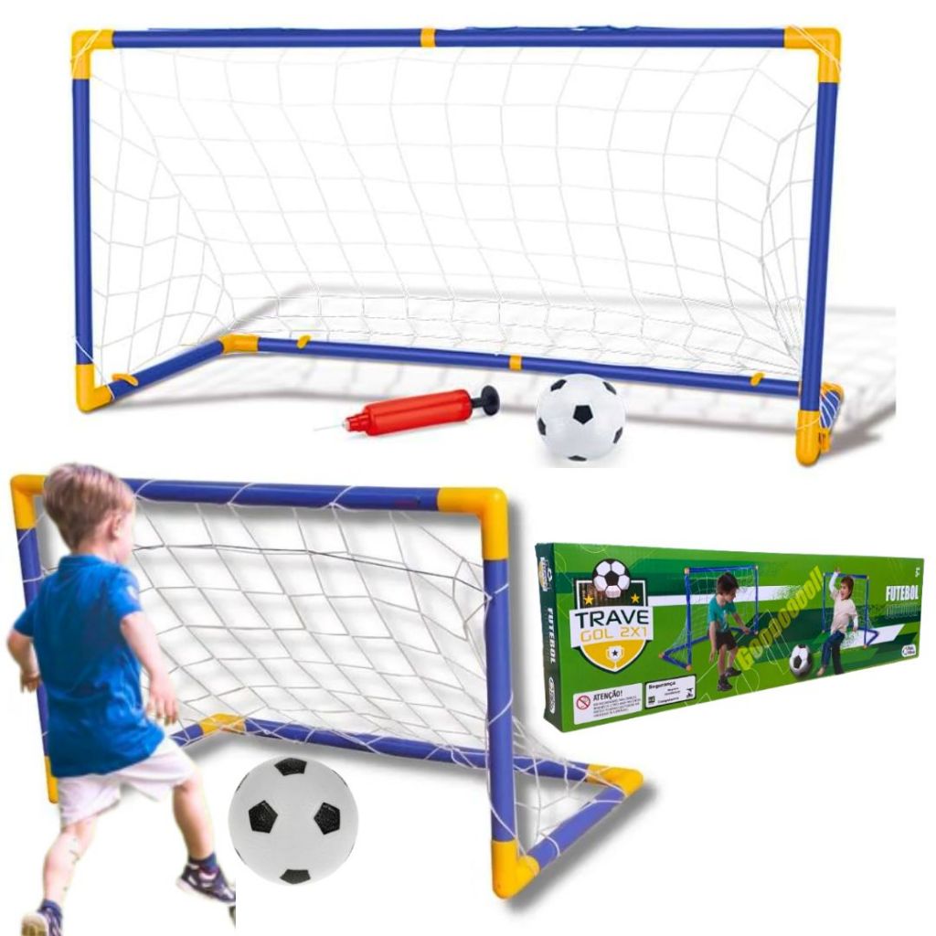 Kit 2 Mini Trave Golzinho Gol a Gol Brinquedo Infantil 2 Traves Em 1 Grande