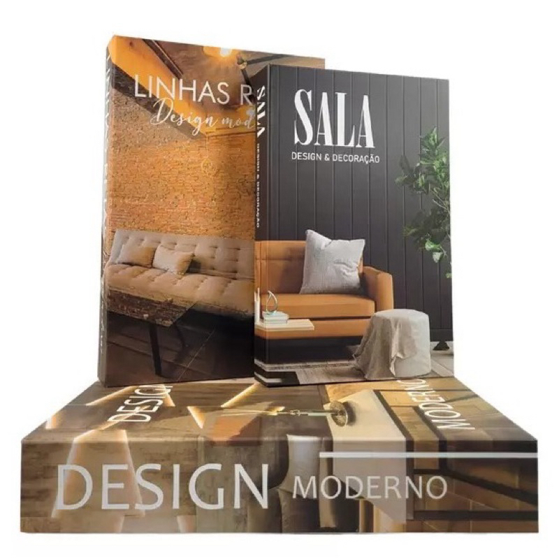 Enfeite Kit com 3 Caixa Livro Decorativo Porta Objetos Livro Fake