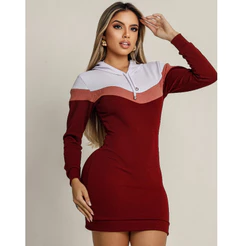 Vestido Midi Feminino Manga Longa Com Capuz