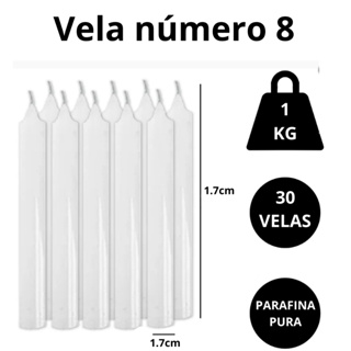 1 Kg Vela Número 8 Votiva Branca Parafina Pura Decoração Castiçal - 30 Velas em Oferta na Shopee