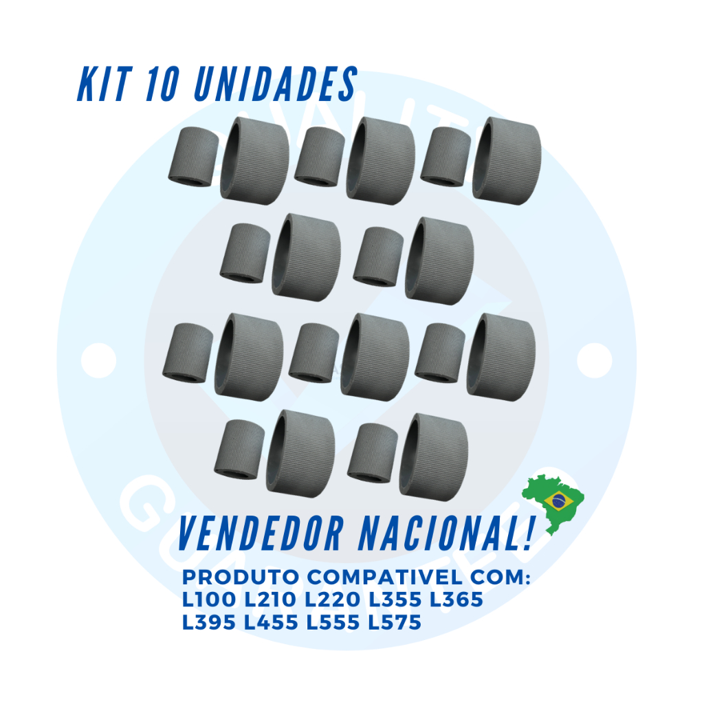 Kit 10 Rolete Borracha de Retardo Pickup Roller Tracionador L355 L210 L375 L220 L110 L365 L395 L455