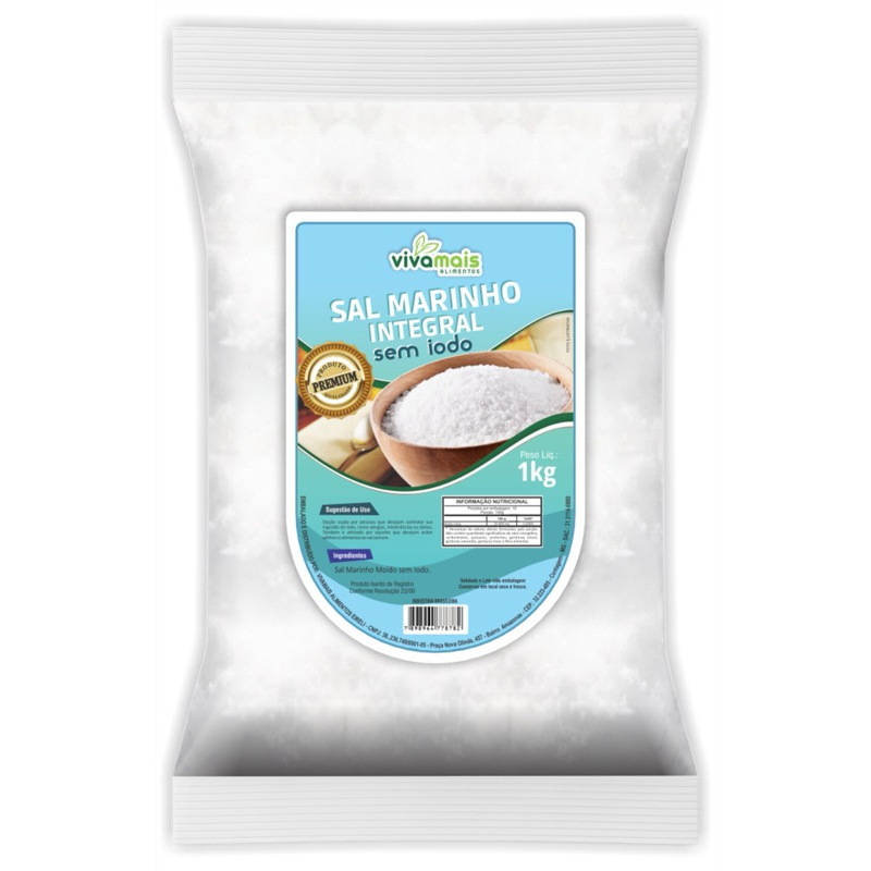 Sal Marinho Integral Sem iodo 1kg /Vivamais Alimentos em Oferta na Shopee