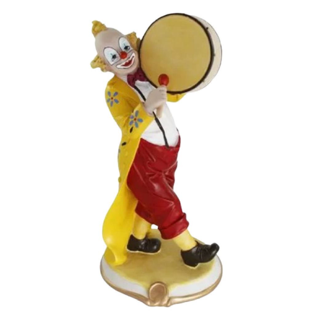 Palhaço Bumbo Tambor De Resina Circo Decoração Vintage