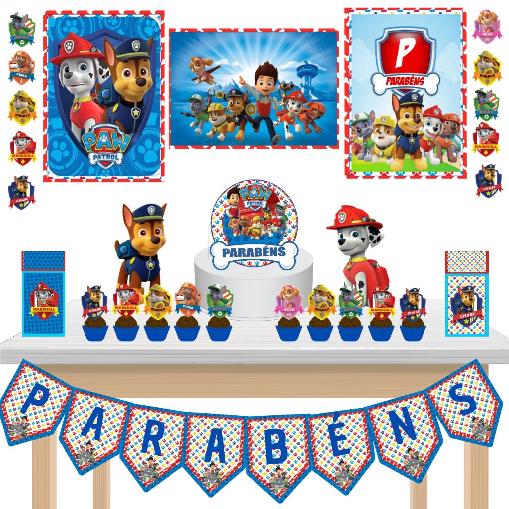 Kit Festa Fácil  Kit Só Um Bolinho Patrulha Canina Desenho de Cachorros Mêsversário Aniversário em Oferta na Shopee