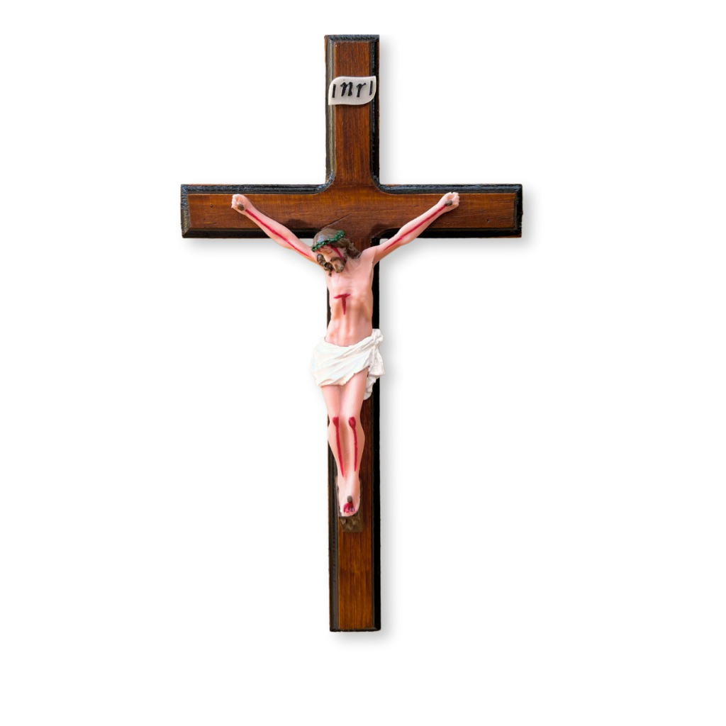 Crucifixo De Parede Imagem Jesus Cristo Em Resina E Madeira 27,8 Cm em Oferta na Shopee