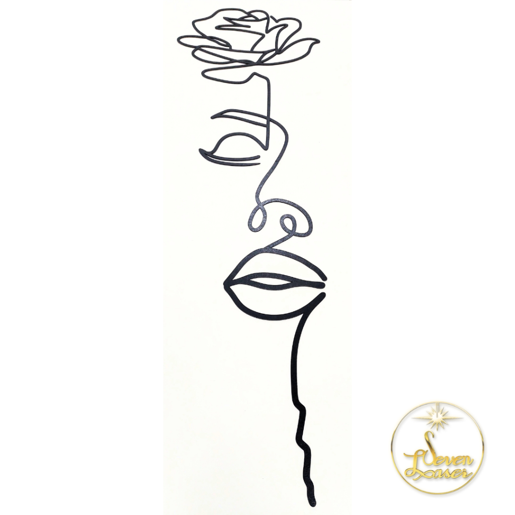 Aplique De Parede Decoração Face e Rosa Decoração Minimalista Clínica Estética Quadro Vazado Mdf 3mm