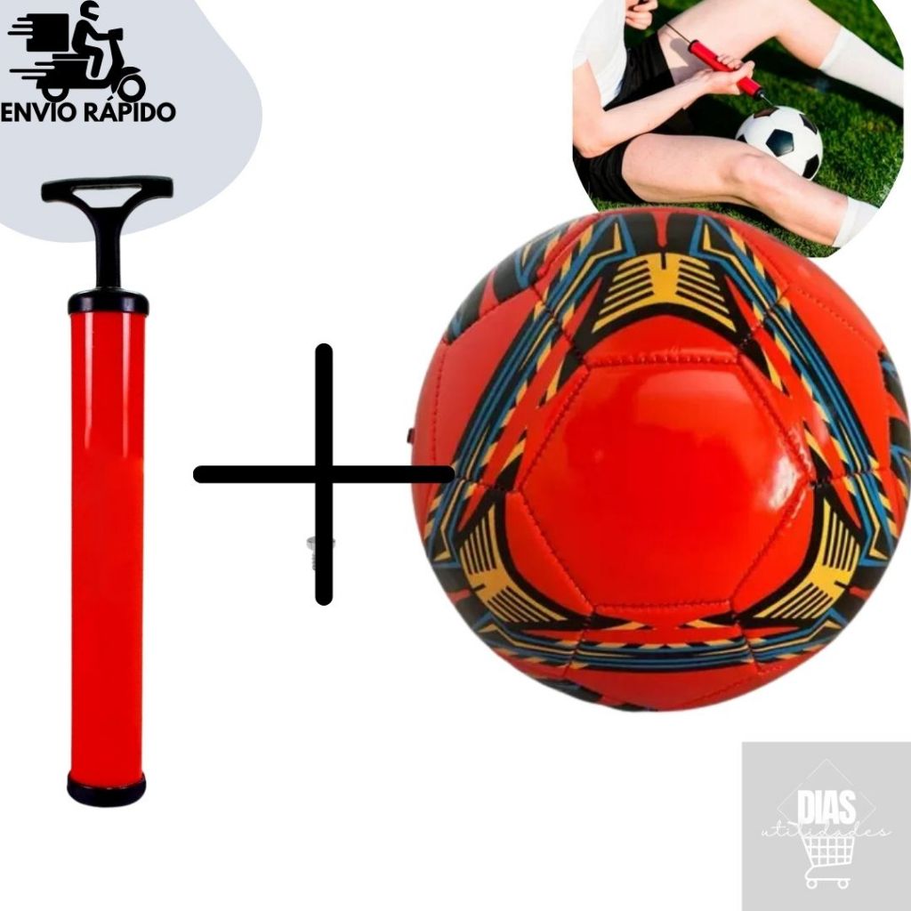 Kit Bola De Futebol + Bomba De Encher Bola Para Campo
