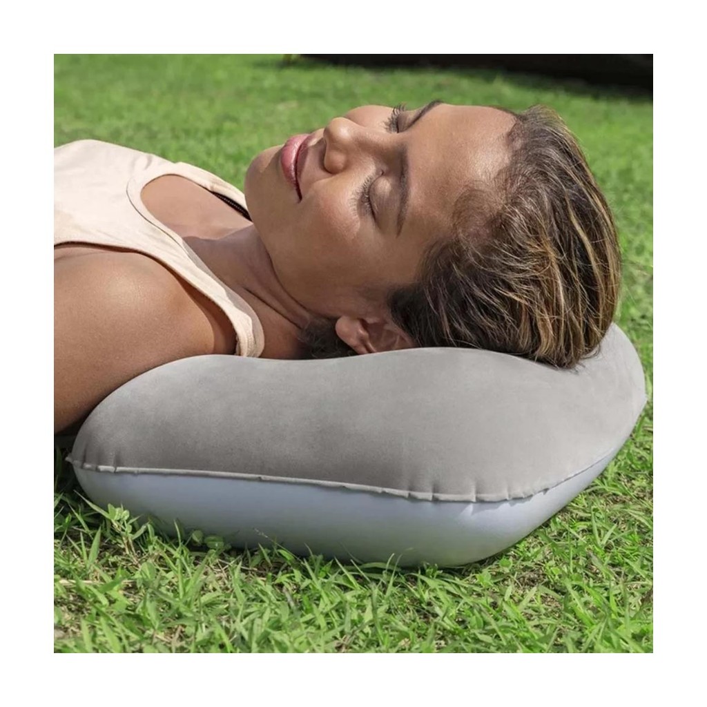 Travesseiro Aveludado Portátil Inflável, Ideal Para Viagens, Camping E Aventuras Bestway