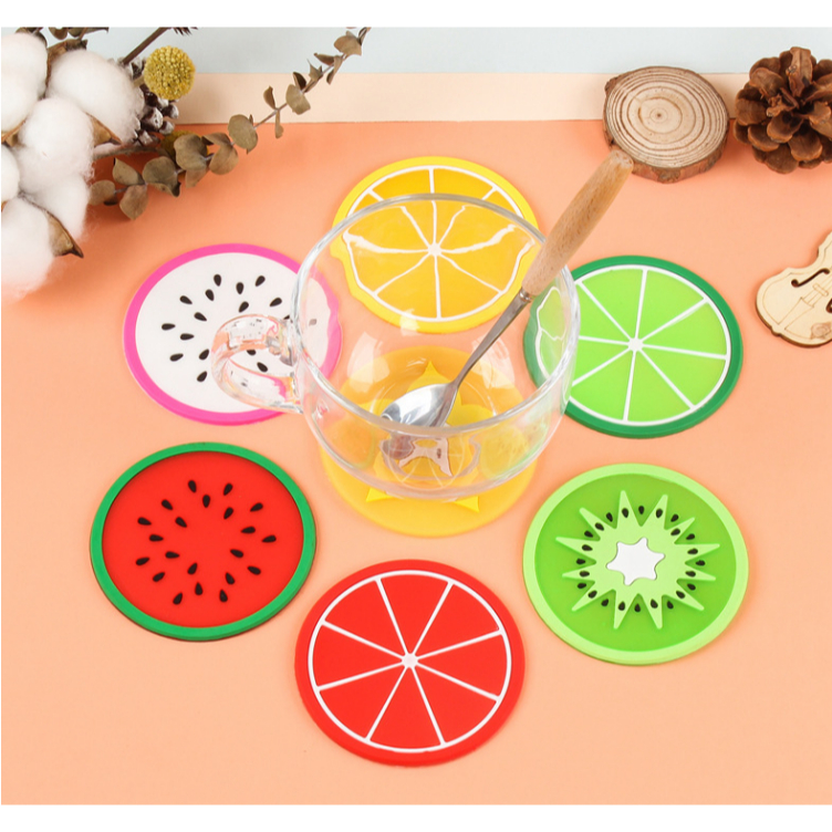 Bonito Desenho Animado De Geléia De Frutas Colorida Resistente Ao Calor Base Para Copos Criativo Antiderrapante E Isolante Térmico