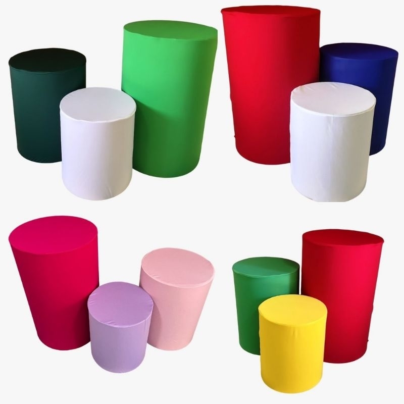 Trio De Capa de Cilindro Tecido Helanca Com Elástico para decoração de festas, aniversários.