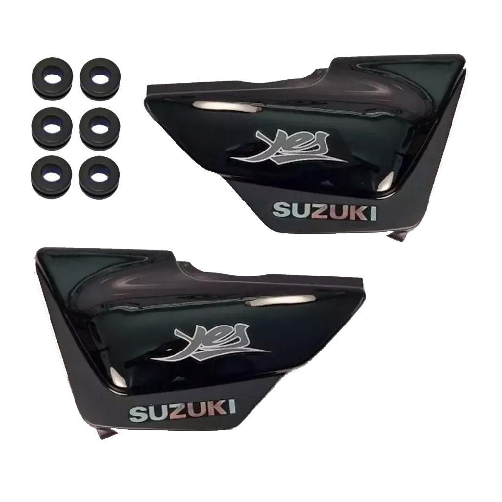 Carenagem Tampa Lateral Suzuki Yes 125 Par Adesivada Preto