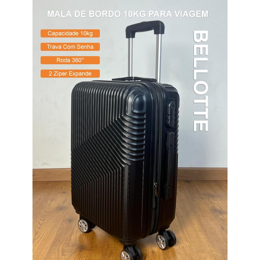 Mala De Viagem Com 2 Zípers Pequena De Bordo Cadeado 10kg Roda 360° Abs em Oferta na Shopee