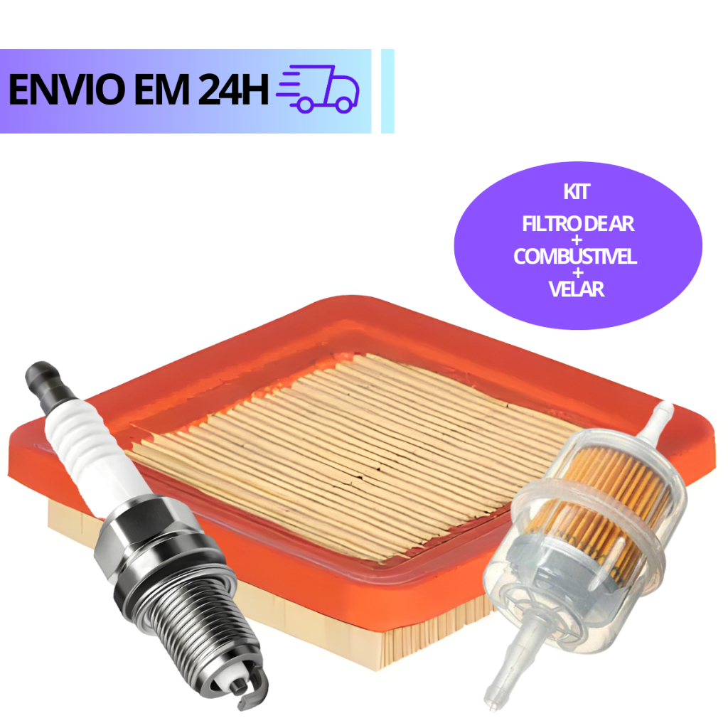 Kit Filtro Ar Elemento Biz Modelo Original Honda + Filtro Combustivel Universal + Vela Ignicao Biz 125 2005 a 2010