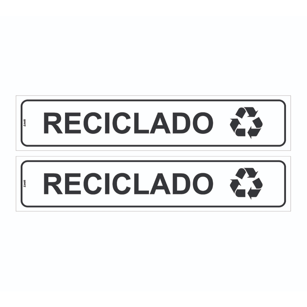 Kit 2 Placas Aviso Informativa para Lixeira de Conteúdo Reciclado Meio Ambiente Tarja Autocolante