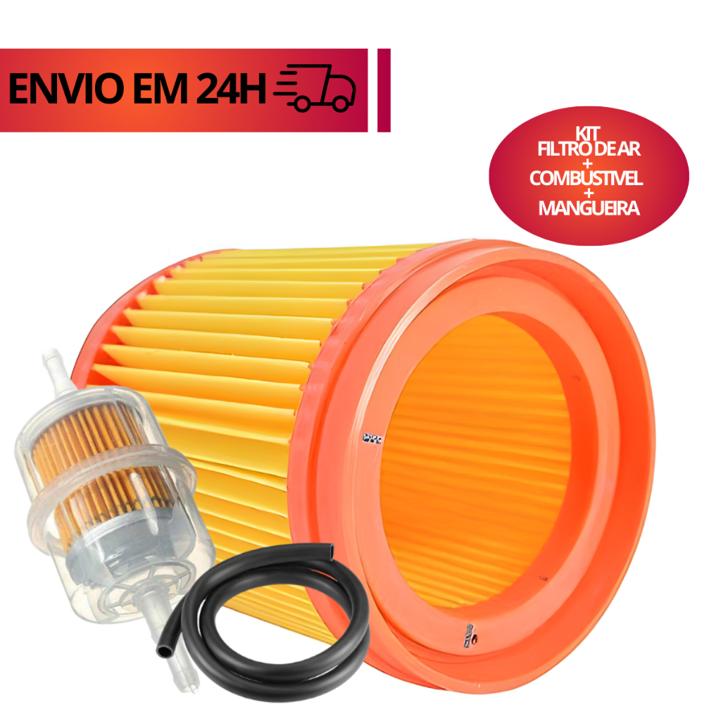 Filtro Ar Elemento Modelo Original Honda + Filtro Combustivel Gasolina + Mangueira Universal Titan 150 (2004 a 2008)