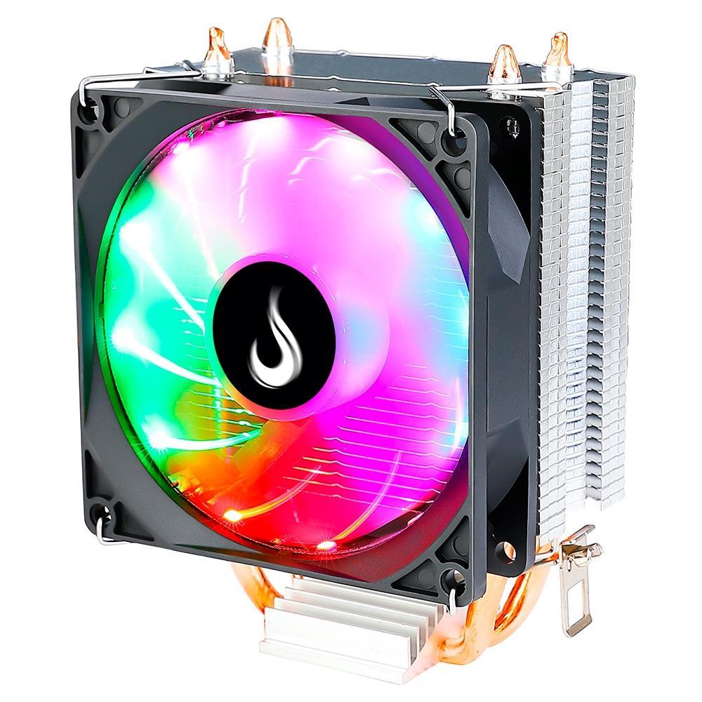 Cooler Gamer 90mm | 2 Heatpipes | Rise Mode Z5 | Led RGB Rainbow | Intel LGA 775 1151 1155 1200 E AMD Ryzen AM4 AM3 FM2