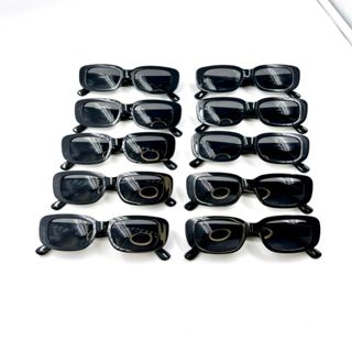 Oculos de Sol Kit 10 peças retro vintage boho com armação Oval tartaruga e lentes pretas em Oferta na Shopee