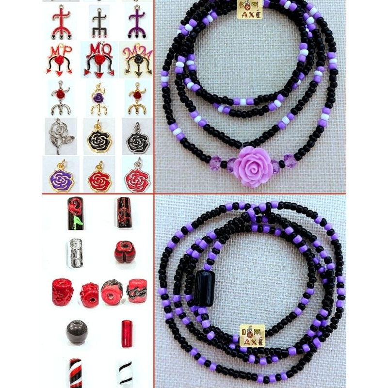 Guia Pombagira Maria Mulambo / Maria Farrapo / Maria Quitéria / Cacurucaia, Fio de Contas Colar CUSTOMIZÁVEL