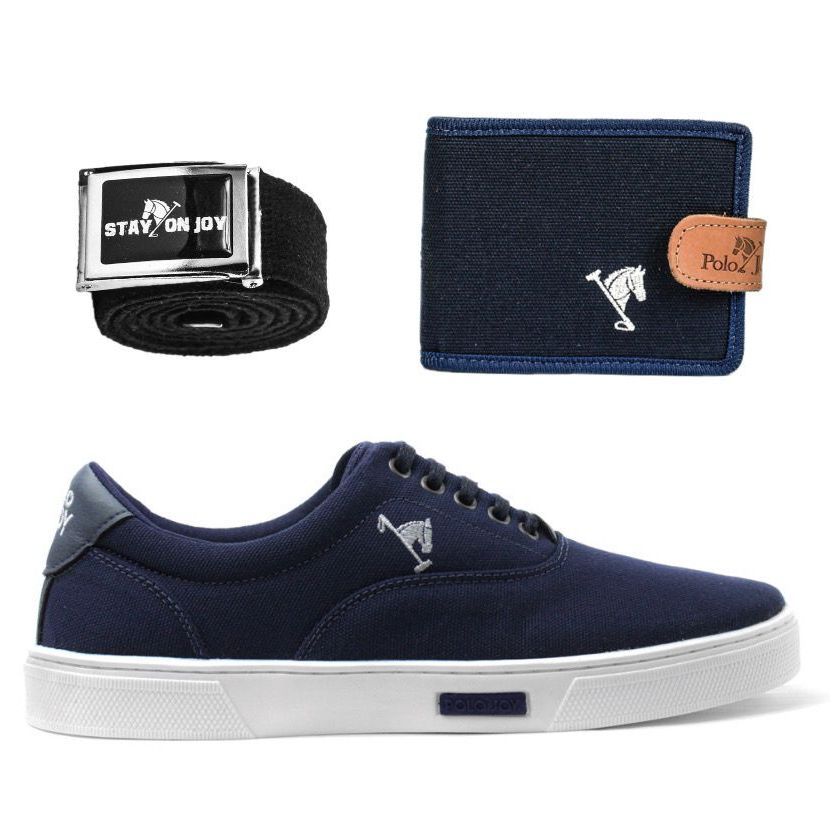Kit de Tenis Masculino  com Carteira e Cinto Polo Joy Tamanhos Especiais