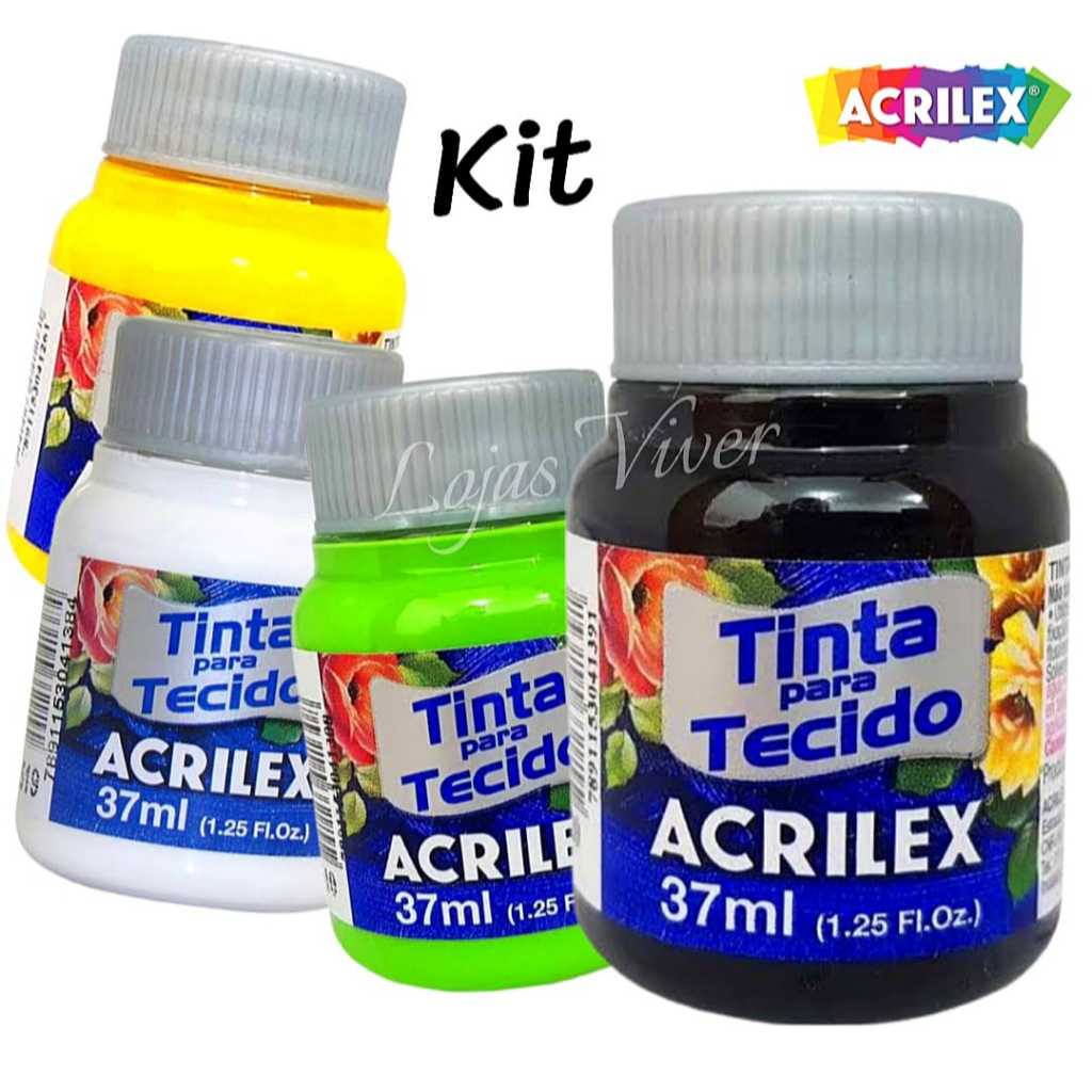 kit Tinta de Tecido 37ml Acrilex em Oferta na Shopee