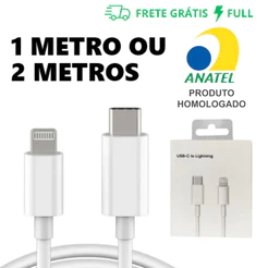 CABO PARA IOS USB-C LIGHTNING DE CARREGAMENTO RÁPIDO DADOS DE 1M OU 2M PARA IOS