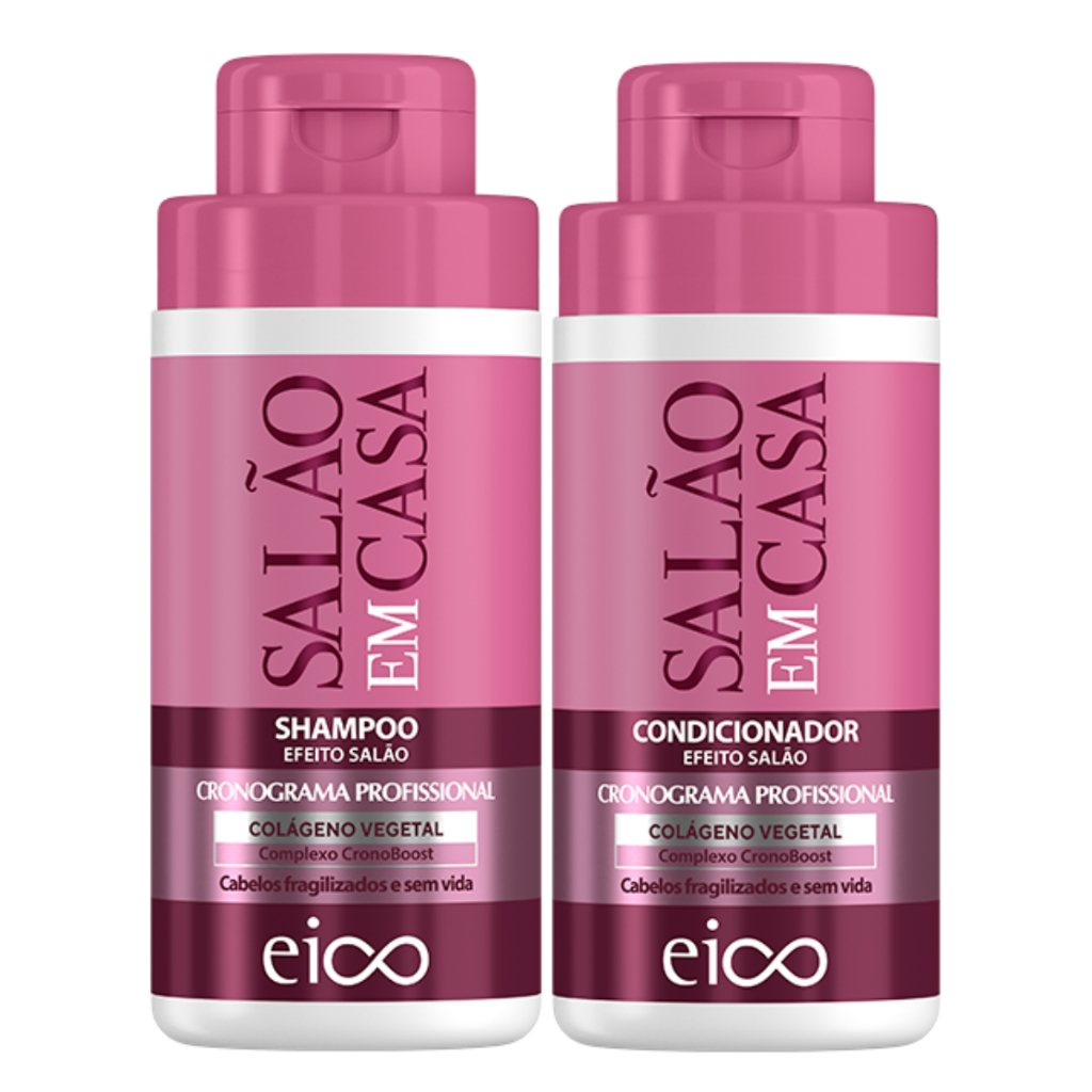 Eico Tratamento Salão Em Casa Cronograma Profissional Shampoo 450ml e Condicionador Leave-in 400ml - Beauty
