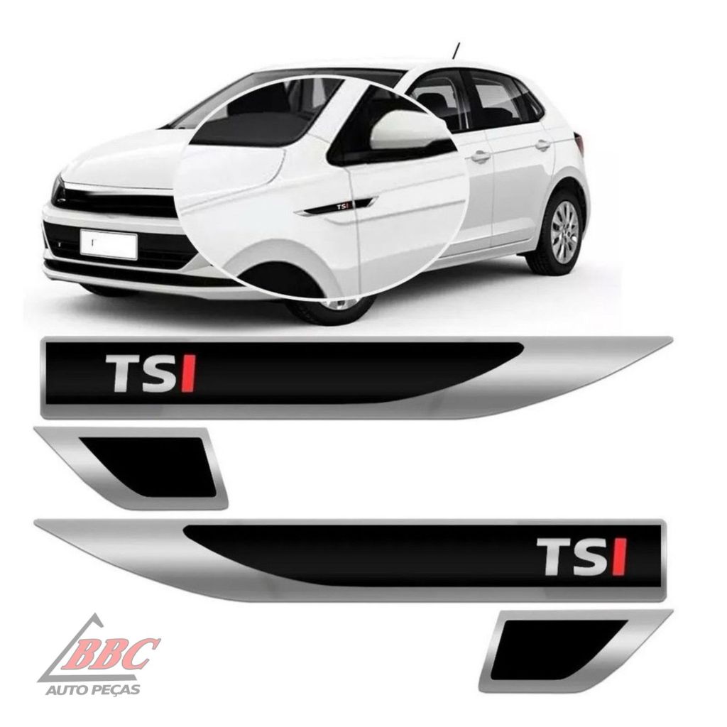 Par Emblema Lateral Resinado Aplique Adesivo Paralama Porta VW TSI