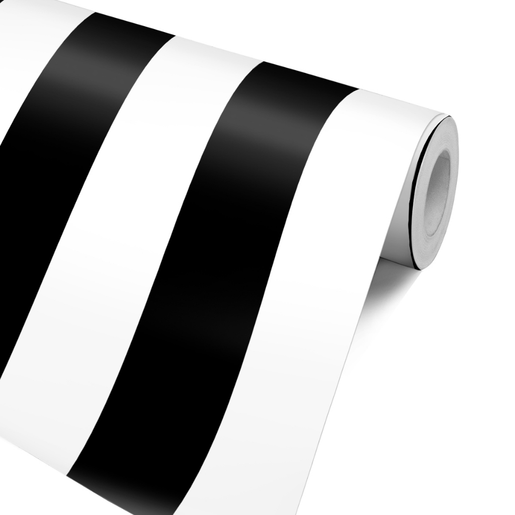 Papel De Parede Listrado Preto E Branco Adesivo Autocolante Sala Quarto Escritório