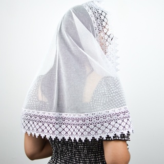 Véu Ccb Renda Larga Adulto Guipir Floral Congregação Cristã (modelo Fabiana) em Oferta na Shopee