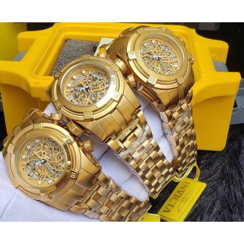Relógio feminino invicta Zeus Relógio da moda fundo de vidro
