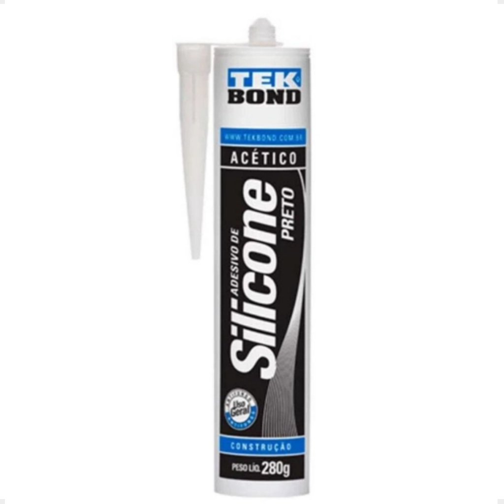 Silicone Acético Uso Geral 280g Preto Tek Bond Pia Cuba Box