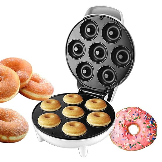 Mini Maquina De Donuts Café Da Manhã Capacidade Para 7 Mini Rosquinha Elétrica 110V Portátil