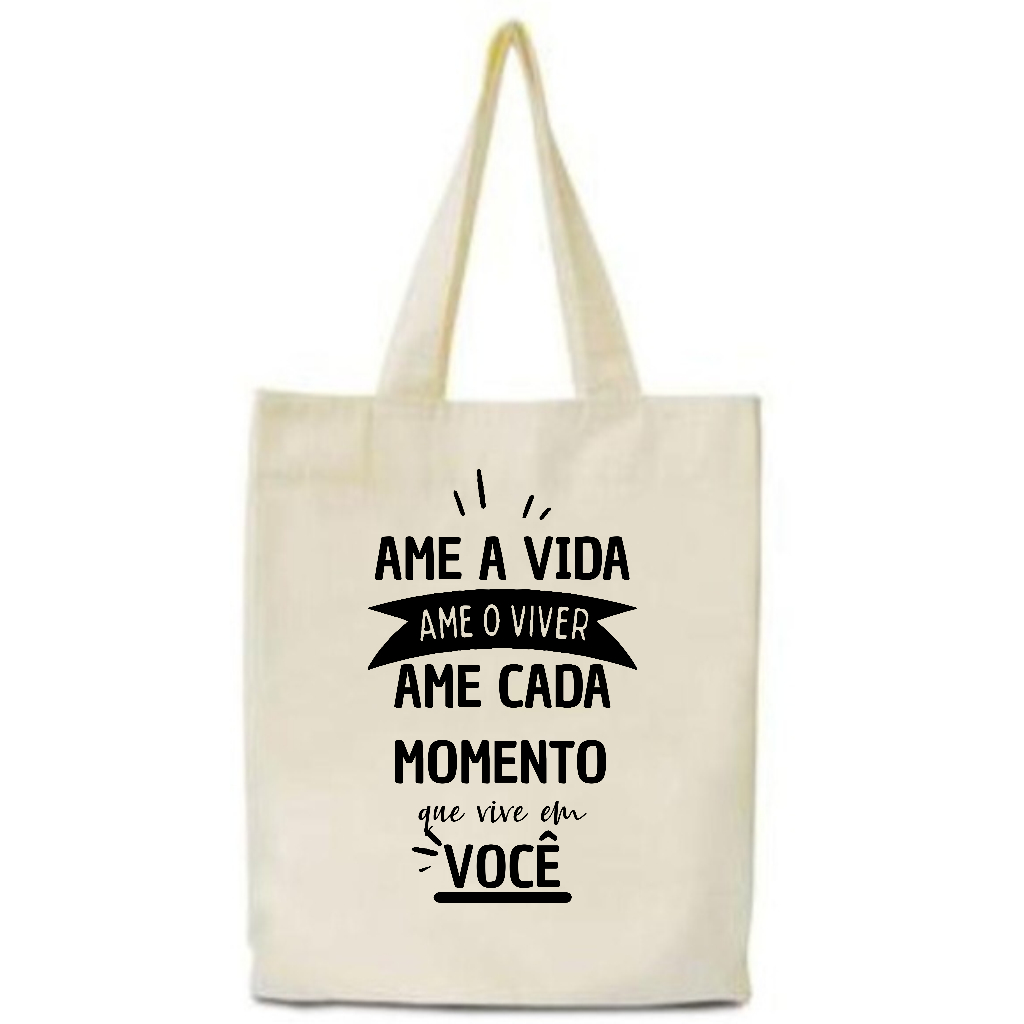 Kit 100 Sacolas Ecobag Algodão Cru 30x40 Silk 1 Cor 20x28 Lembrancinha Personalizada com Frases