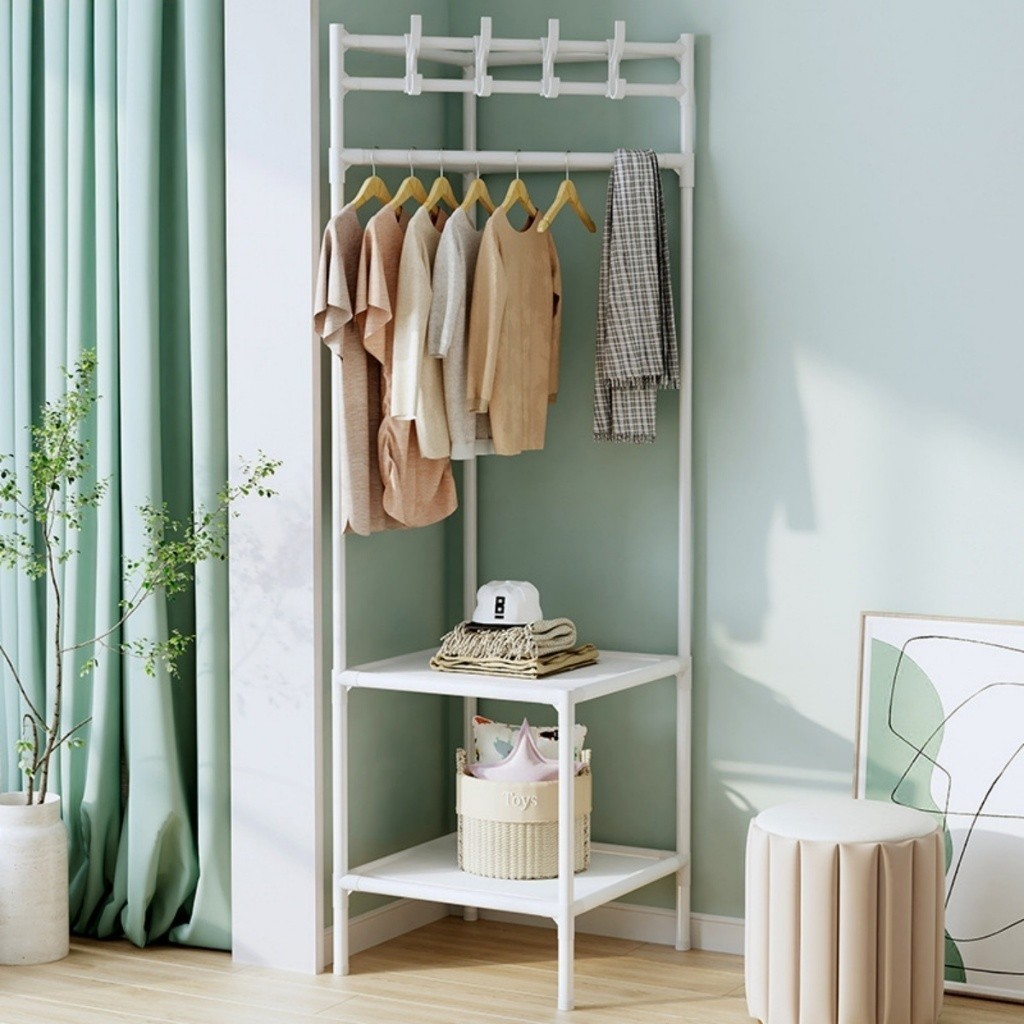 Cabideiro de Canto Guarda Roupa Arara Organizador Closet /Perfeita COR PRETO/BRANCO