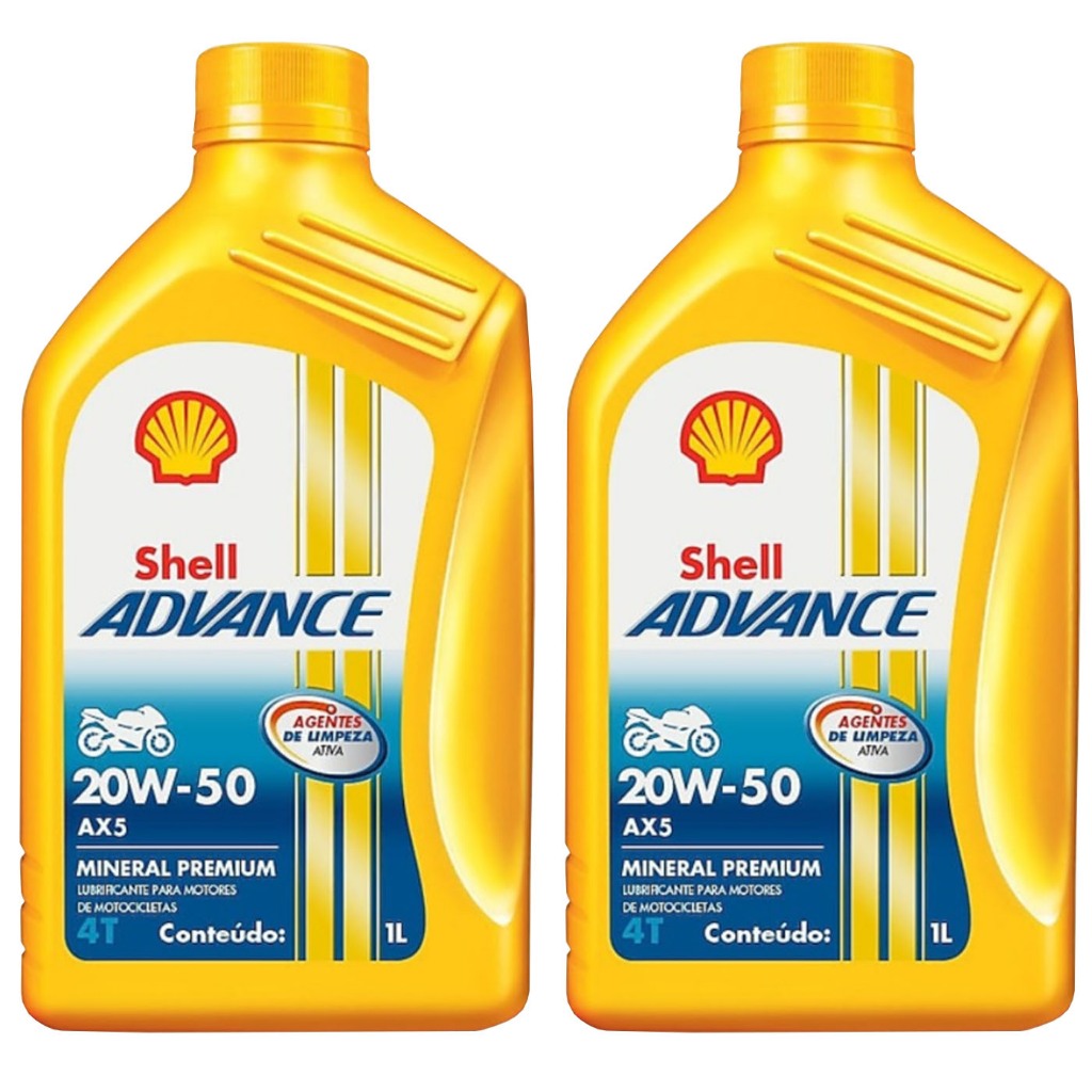 2 Litros Óleo Shell Ax5 4 Tempos 20w50 Mineral Advance