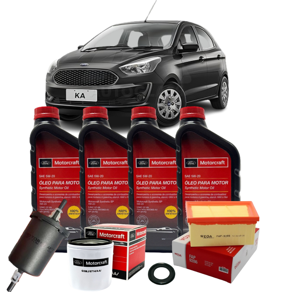 Kit Revisão 5w20 Motorcraft 100% Sintético Ford Ka 1.0 1.5 Sigma 2014 até 2018 Original Ford