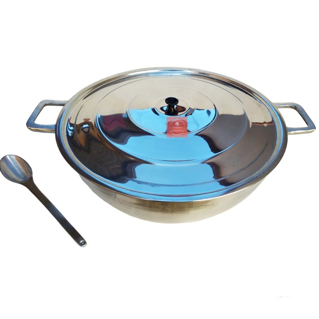 Tacho n°50 Panela Grande em Alumínio Batido Grosso Fundido 25 Litros Cozinha + Colher Gigante
