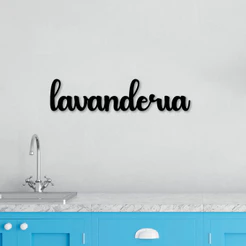 Quadro Letreiro Decorativo Vazado em MDF 3mm Lavanderia