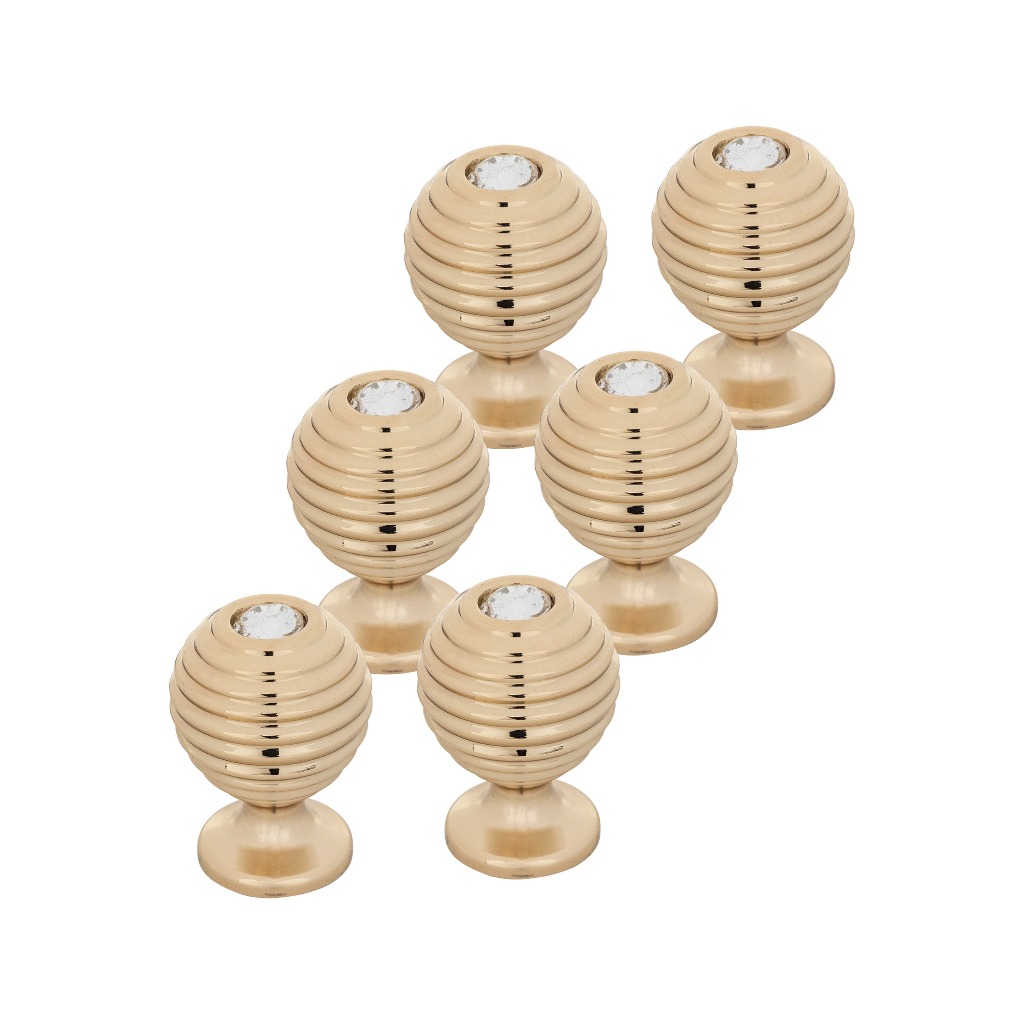 Kit 6 Puxadores Pegador Com Cristal De Gaveta Moveis Comoda Porta Quarto