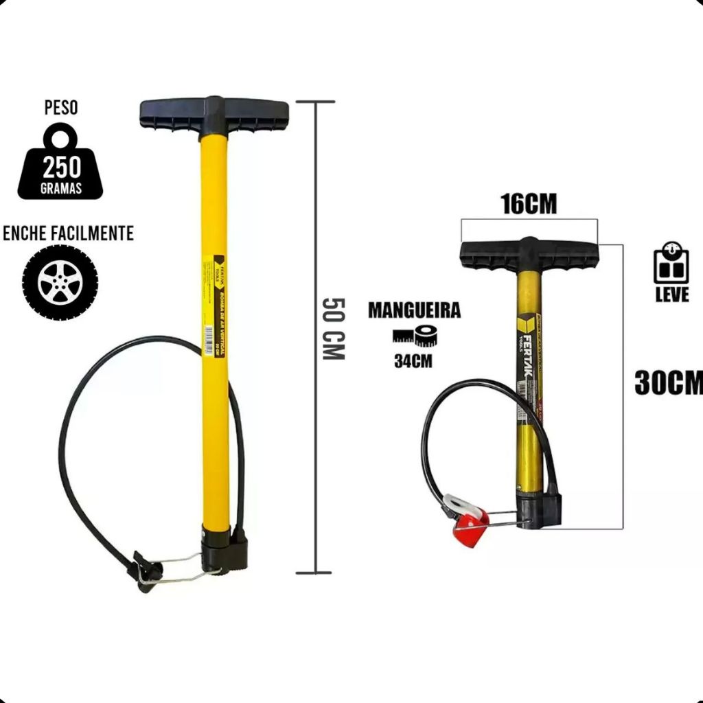 Bomba Encher Pneu Bola de Ar Calibrar Pneus Bike Bicicleta Carrinho Manual Mini Pequena Portátil Futebol Vôlei Basquete Bonba Portatio Enxer Peneu Bombinha de Marca Profissional Fertak Ferramentas Bolas Esportes Colchão Moto Carro Aparelho