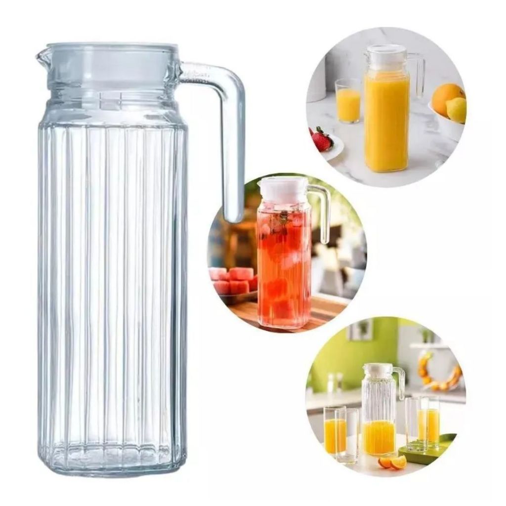 Jarro de Vidro Jarra para Suco água 1L ou 500ml Casa Jarra para Cozinha Vidro Com Tampa em Oferta na Shopee