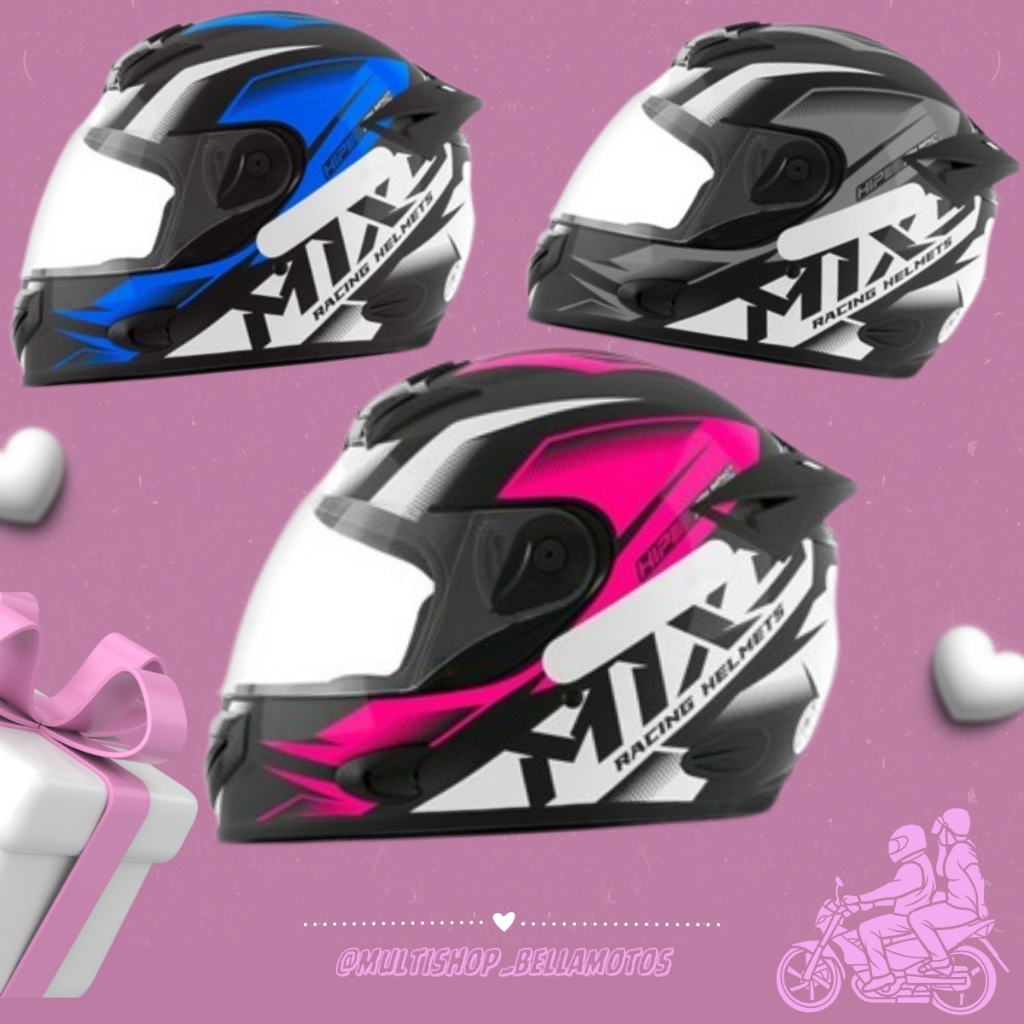 Capacete Moto Fechado Mixs Mx2 Storm Brilhante Viseira Cristal Feminino Masculino Diversas Cores Confortável Seguro Abs Aerofólio Moderno Envio Rápido Tam. 56 58 60 62 Barato Promoção Oferta