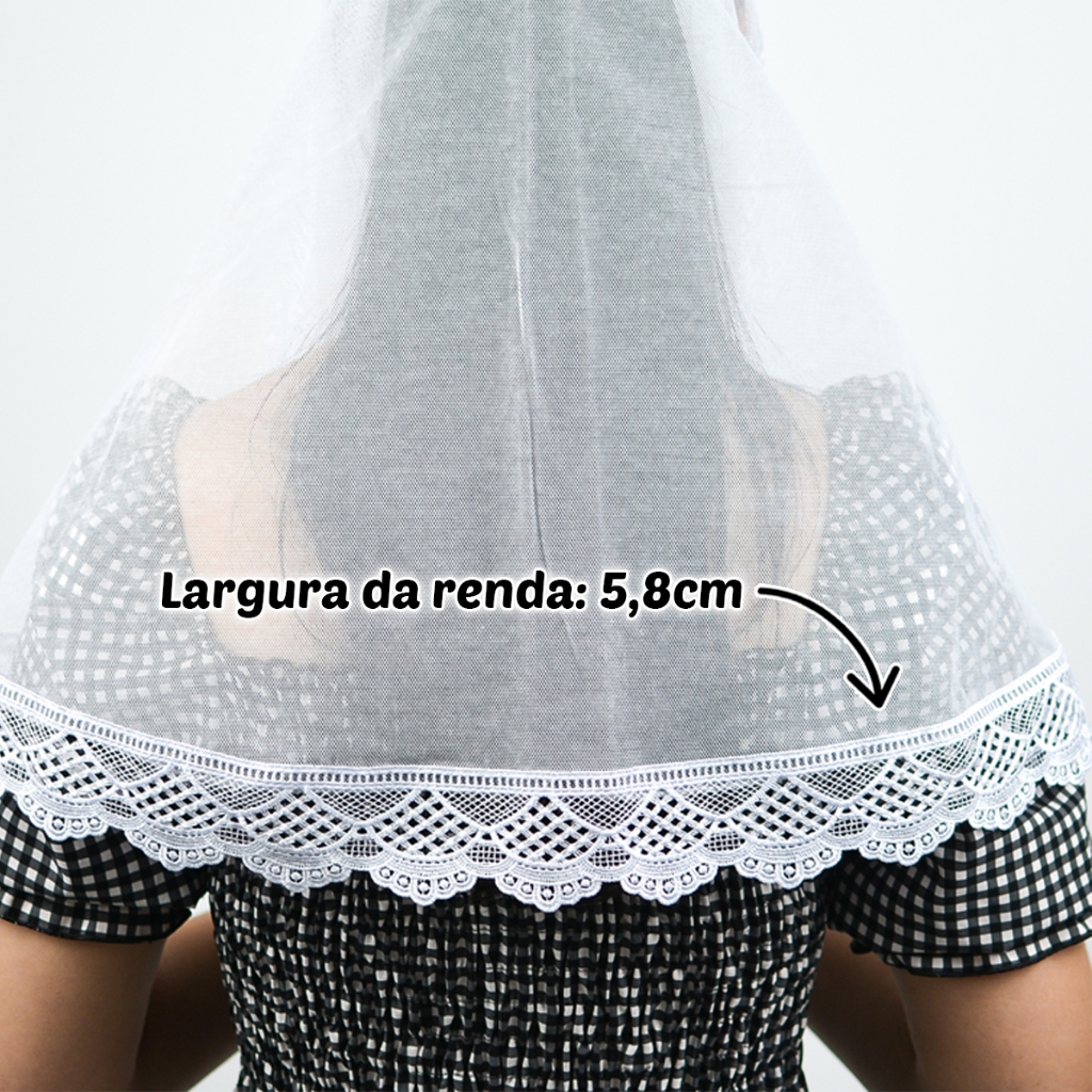Véu Ccb Renda Média Adulto Guipir Floral Congregação Cristã (modelo Débora)