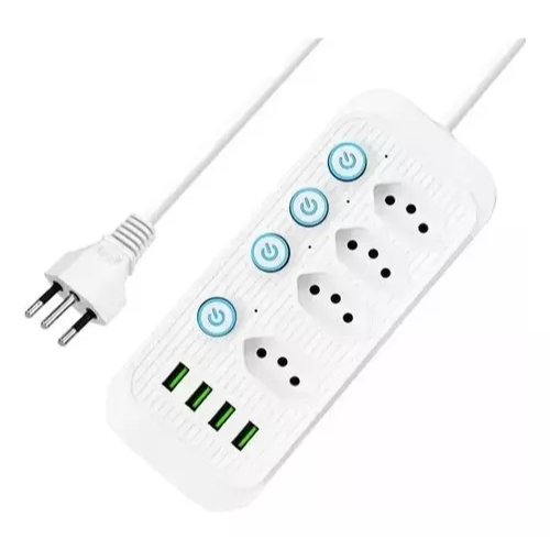 Extensão tomada de alimentacao 4 tomadas 4 cabos USB 4 interruptores independentes carga de tensão em Oferta na Shopee