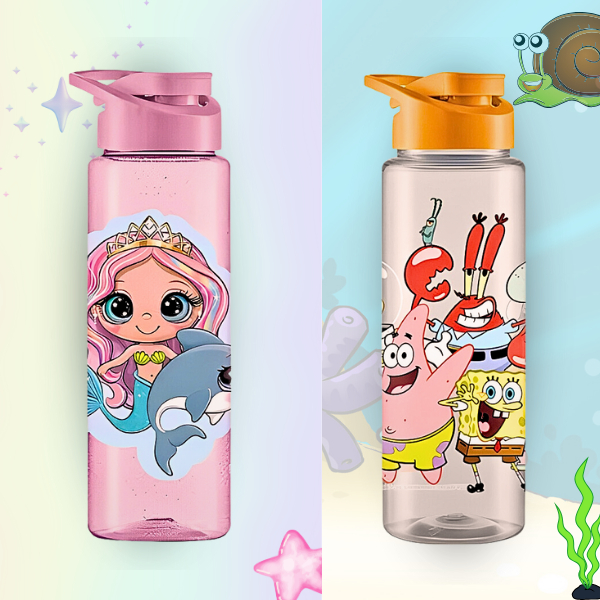 Squeeze Sereia Bob Esponja 750ml Tampa de Rosca Tecnologia Abre e Fecha Anti-Vazamento Personagens Infantis Design Divertido Material Durável Uso Diário Escola Passeios Atividades ao Ar Livre Mochilas Lancheiras Esportes Fácil de Limpar Hidratação Aventur
