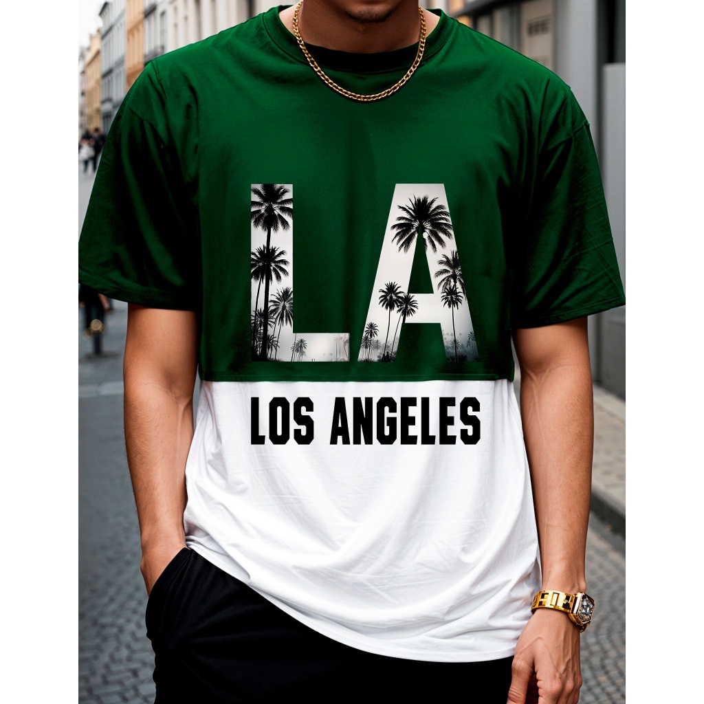 Camiseta Masculina Los Angeles Recortada T-Shirt 100% Algodão Manfinity Street Wear em Oferta na Shopee